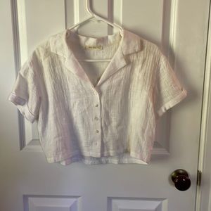 Cropped white button up